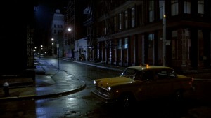 Taxi Cab on Howard Street and Crosby Street, after dark