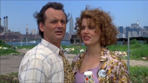 Bill Murray and Geena Davis with Manhattan in the background