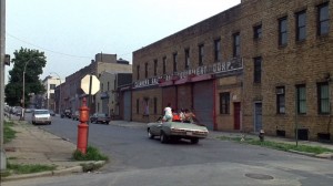 Car turning a corner