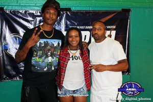 Pictured left to right: rapper Scotty ATL, Voice of the A.E.B.L, Bria Janelle and A.E.B.L founder Jah Rawlings.