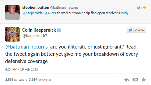colin kaepernick roasts twitter heckler