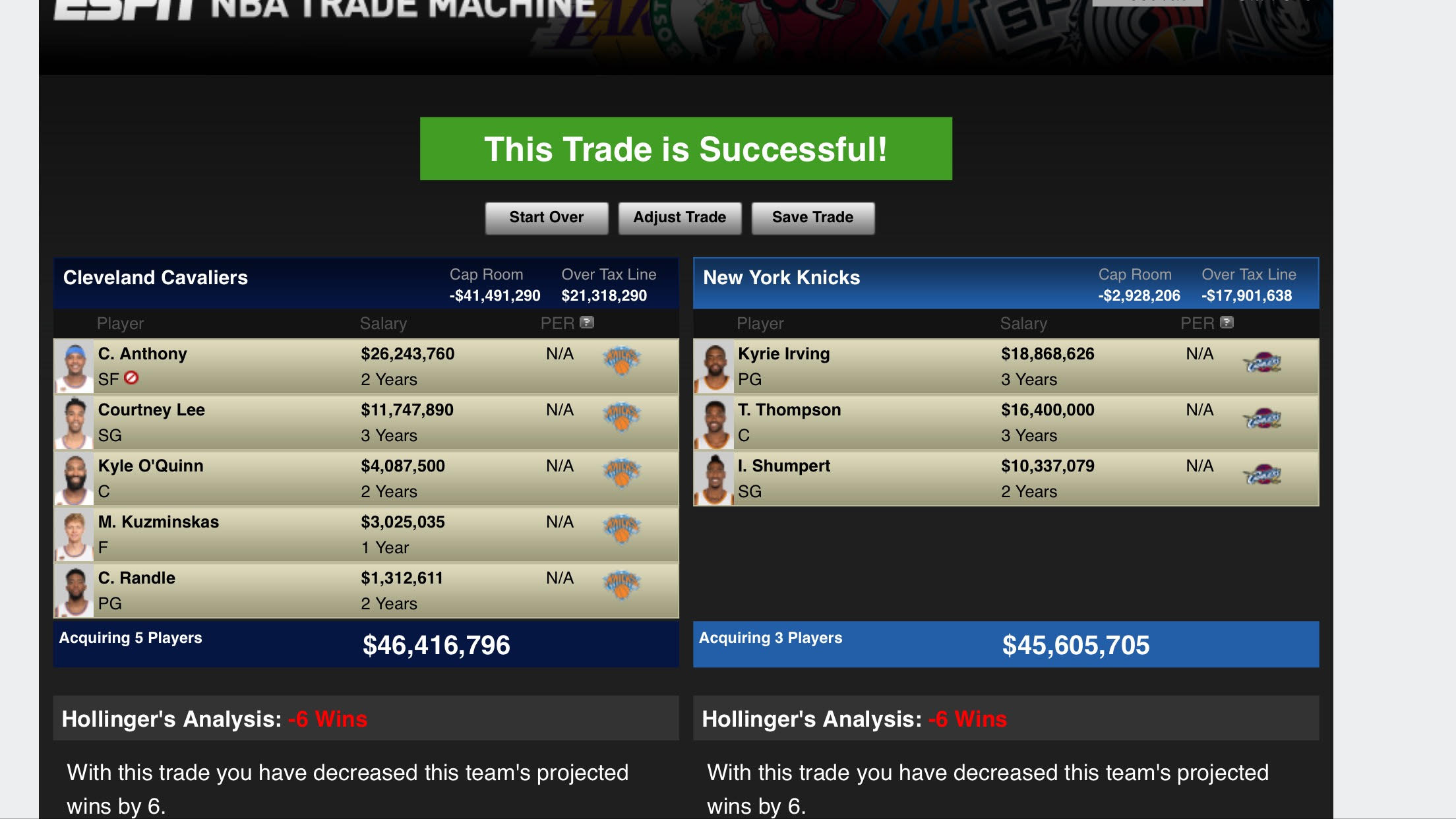 Knicks trade