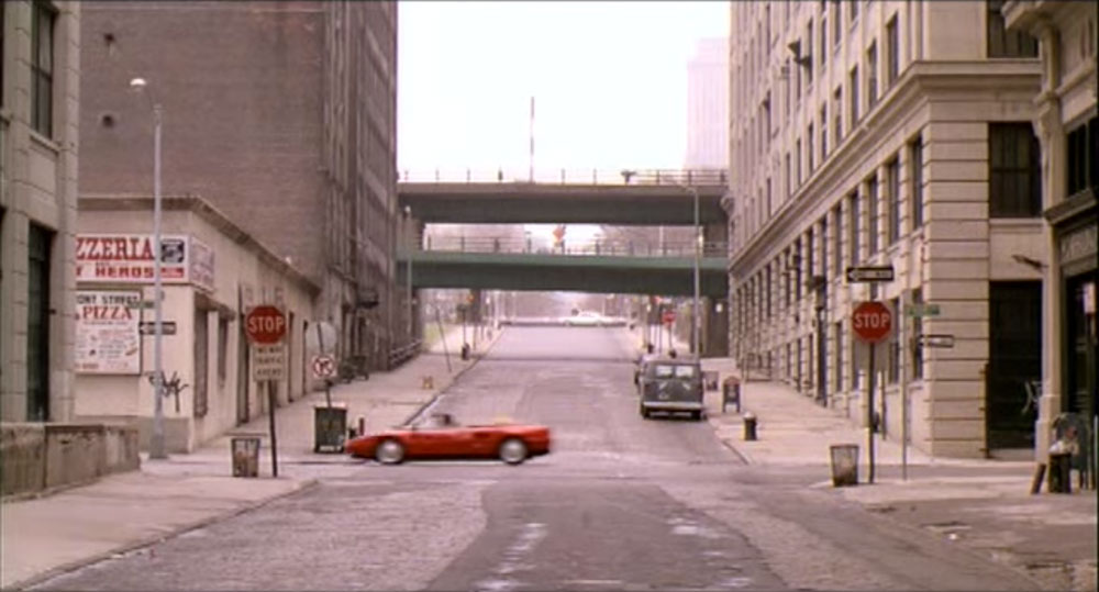 Ferrari driving in empty DUMBO